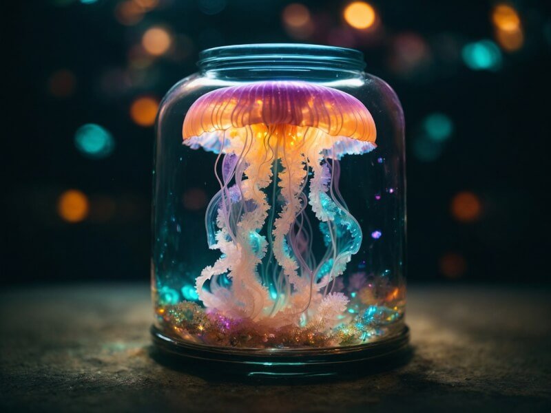 jar, jellyfish, underwater